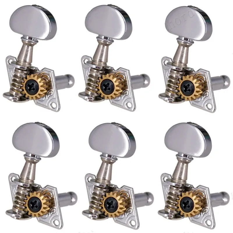 EIN Set 6pc Kleine Halbkreis Tasten Open Gear Inline Gitarre String Mechaniken Tuning Pegs Tasten Mechaniken Gitarre Zubehör teile – Detail 9