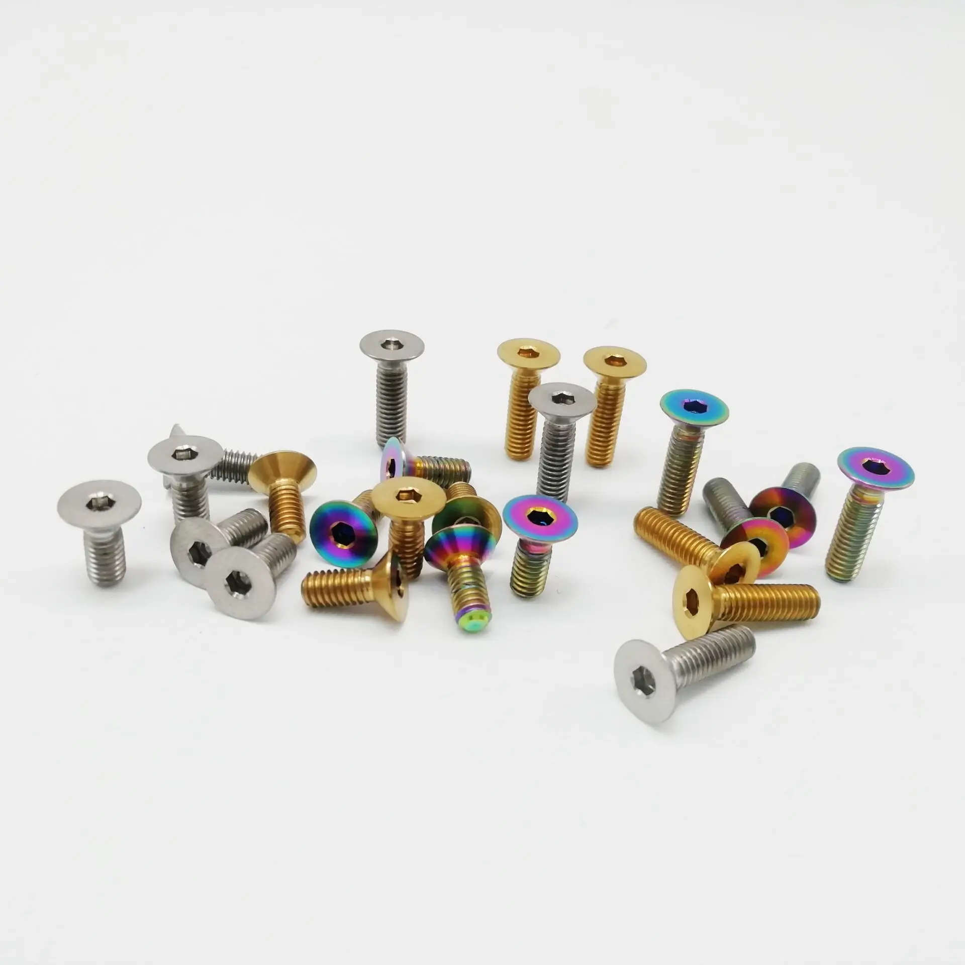 M4x10mm M4X15mm Titanium Ti Countersunk Gold Rainbow Hexagon Socket Head Bike Screw Bolt 4pcs/lot