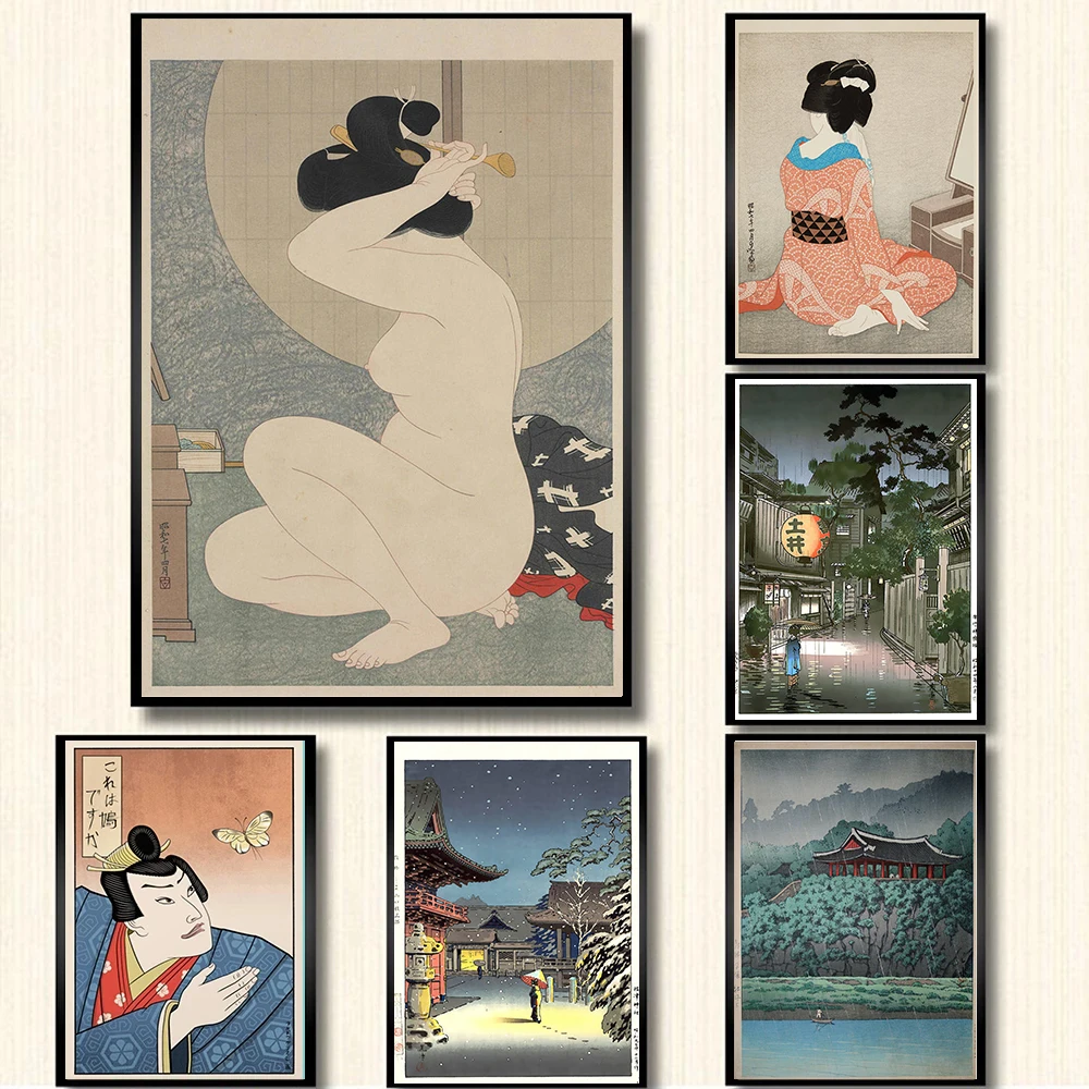 Vintage Oriental Art Prints Painting Pictures Wall Art Geisha Japanese Tsuchiya Koitsu Ukiyoe Nordic Canvas Posters Home Decor