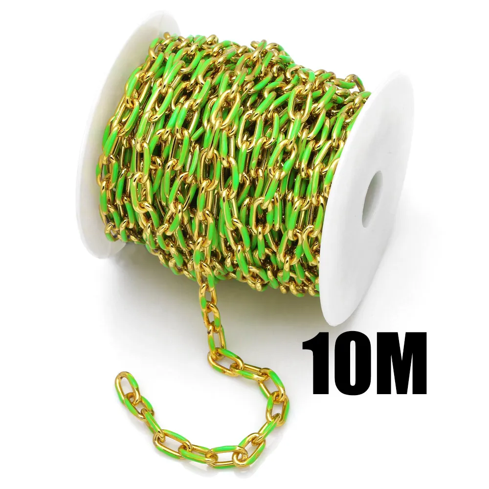 OCESRIO 10M Trendy Handmade Hiphop Cable Chain for Necklace Gold Plated Copper DIY Jewelry Making Supplies cana040