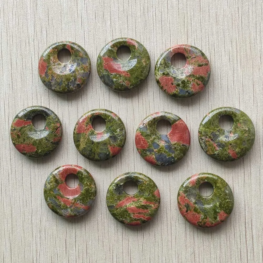 

Natural flower green stone gogo donut charms pendants beads for necklace jewelry making Wholesale 10pcs/lot free shipping