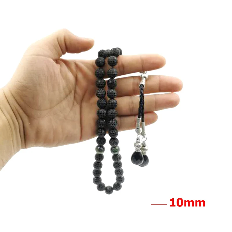 Tasbih Black zircon beads Temperature discoloration bracelet gift Misbaha stone accessories handmade jewelry - view 5