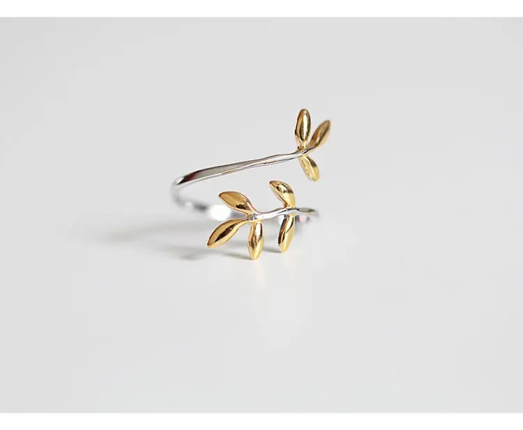 REETI 925 Sterling Silver Rings For Women  Leaf gold ring  Style Lady Prevent Allergy Sterling-silver-jewelry