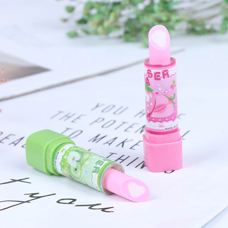 1PC Kind Lippenstift geformt Radiergummi Student Briefpapier Weihnachtsgeschenk Bleistift Radiergummis