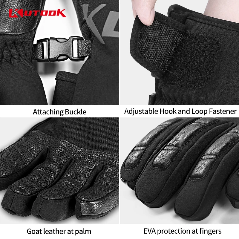 Kutook à prova dwaterproof água luvas de esqui dos homens inverno térmica snowboard luvas à prova de vento feminino neve bordo snowmobile luvas