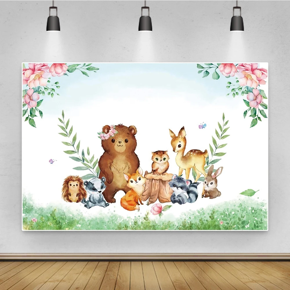 Photography Backdrop Lovely Cartoon Zoo Animals Safari Birthday Baby Shower Party Customized Poster Photo Background Photostudio