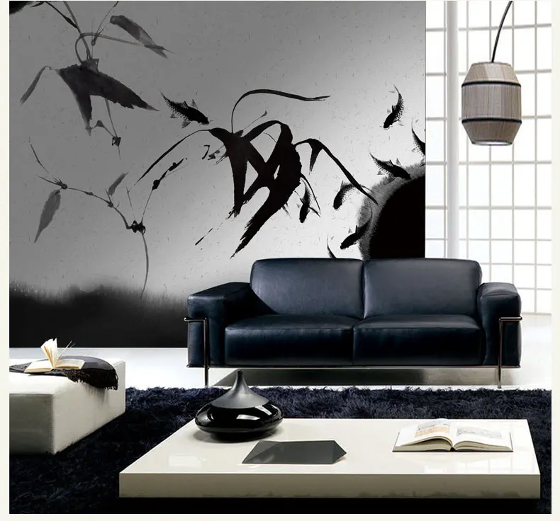 

Bacal Ink Bamboo Leaf Chinese Style Murals for Living Room 3d Photo Murals Wallpaper for Walls Large Papel Mural 3d Wall Mural