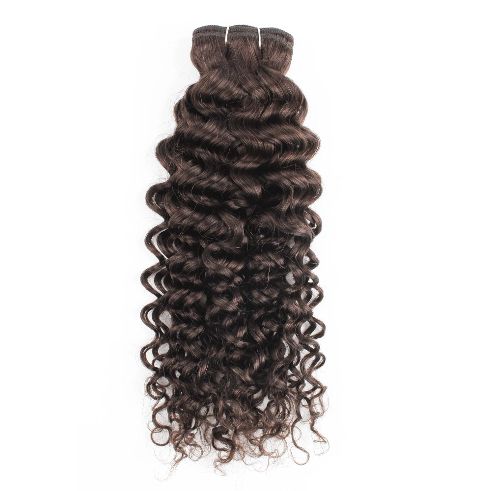 Kisshair Color #2 Water Wave Hair Bundles 3/4 pcs Darkest Brown Indian Human Hair Extension 10 to 24 Inches Remy Curly Hair