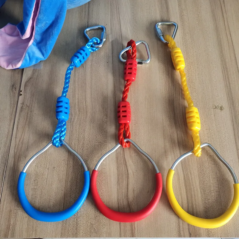 Anillos gimnásticos para exteriores para niños, columpio ajustable, coloridos, duraderos para patio trasero, Kit de curso de obstáculos para acampar