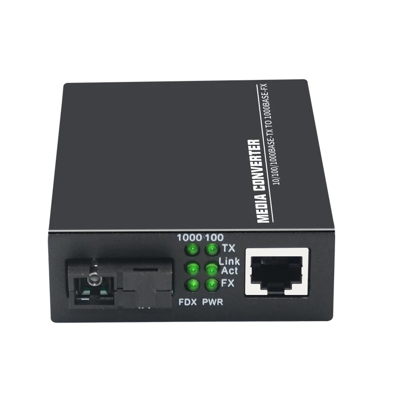 Convertitore multimediale in fibra ottica Gigabit 1000/100Mbps Ethernet RJ45 Single Mode Single Fiber TX RX SC Port alimentatore esterno