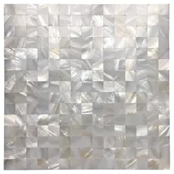Art3d White Square Seamless Mosaic Backspalsh Pearl Shell Tile for Bathroom Kitchen Pool Mesh Backing 10 Panels 9.6 Sq.Ft