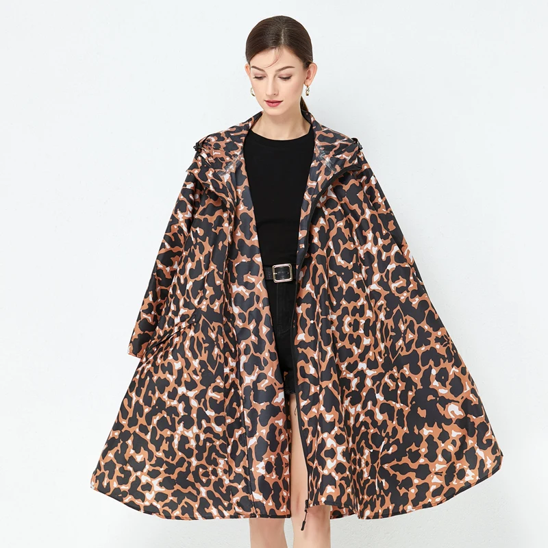 zhouxiaoxi Adult men women fashion large cloak raincoat Hiking Backpack leopard print thin poncho