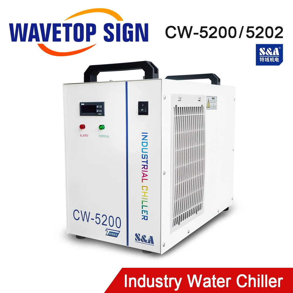 

WaveTopSign S&A CW5200 CW5202 Industry Water Chiller for CO2 Laser Engraving Cutting Machine Cooling 80w 100w 150w Laser Tube