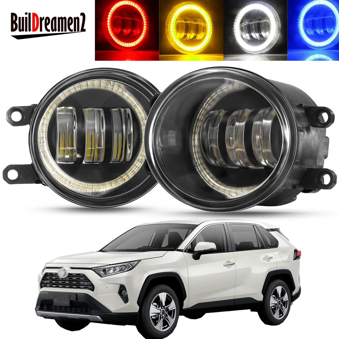 2 X LED Fog Light Assembly Car Front Bumper Angel Eye DRL Fog Daytime Running Lamp 30W H11 12V For Toyota RAV4 RAV 4 2019 2020