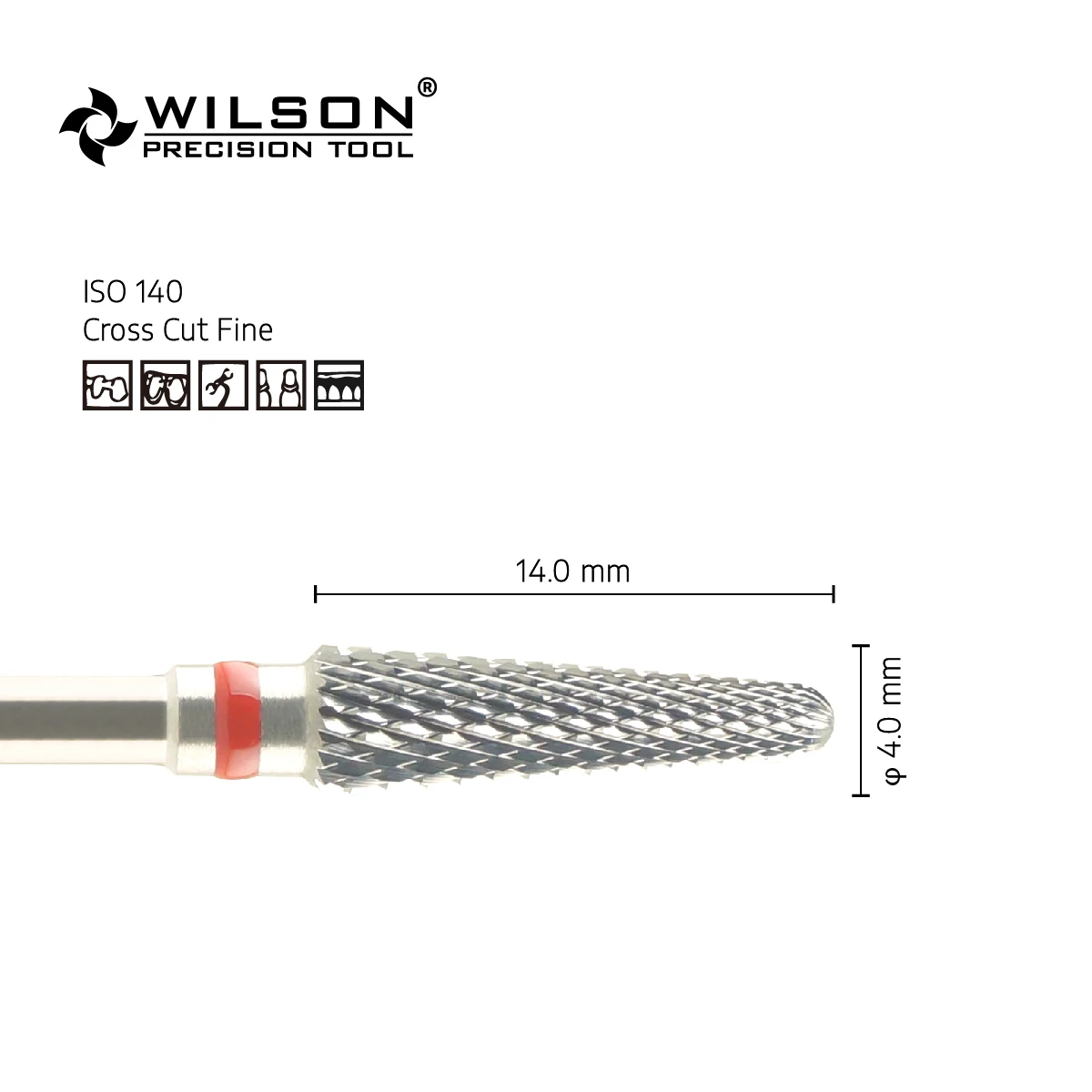 WilsonDental Burs 5000212-ISO 201 140 040 Tungsten Carbide Dental Burs for trimming Metal/Acrylic