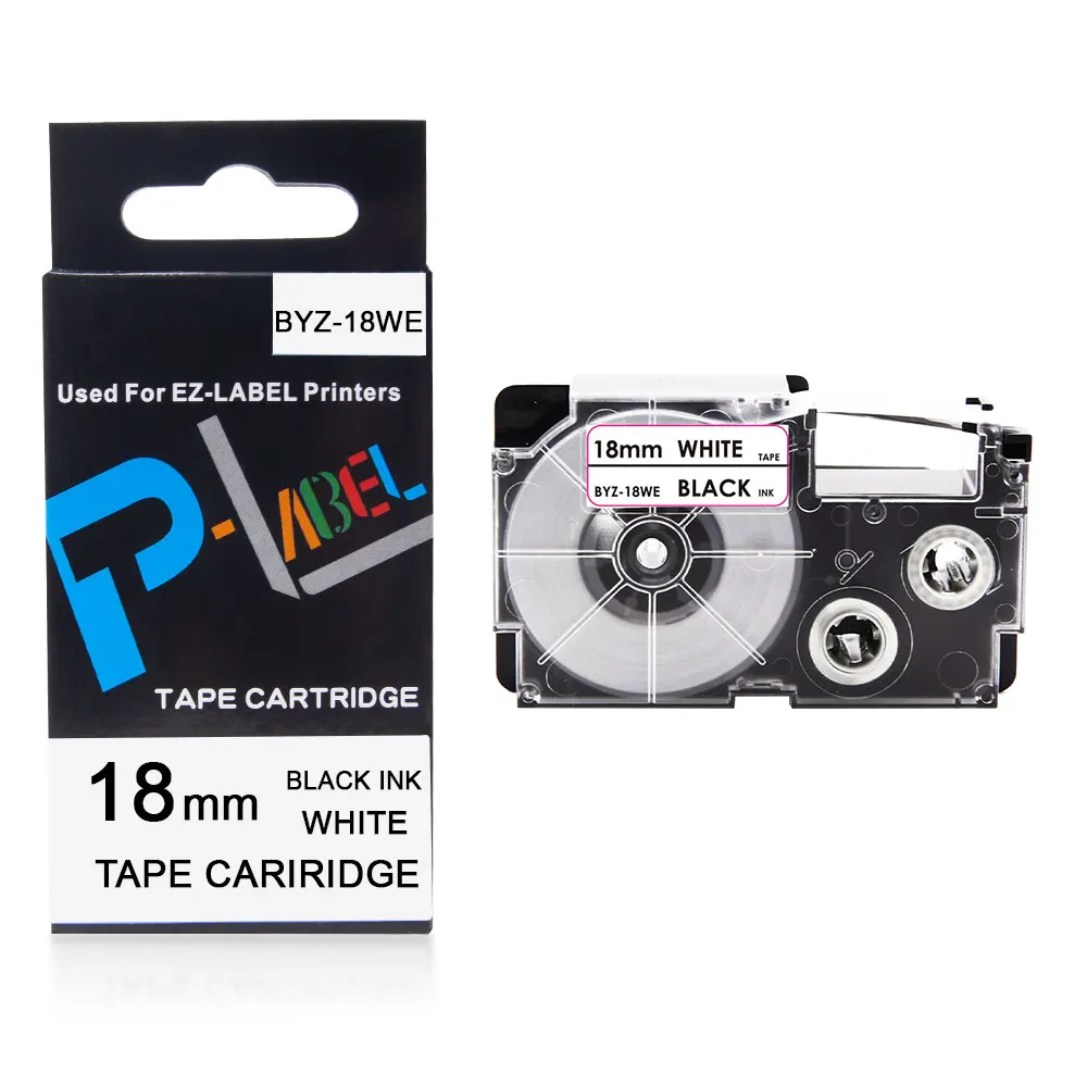 18mm XR-18X Labels For CASIO XR-18X Label Tape Cassette Cartridge Black on Clear For CASIO KL-130 KL-120 KL-430 Label Maker