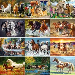 GATYZTORY 5D Diamond Painting Horse Cross Stitch Animals Mosaic Embroidery Full Set Rhinestone Pictures Decoration Home