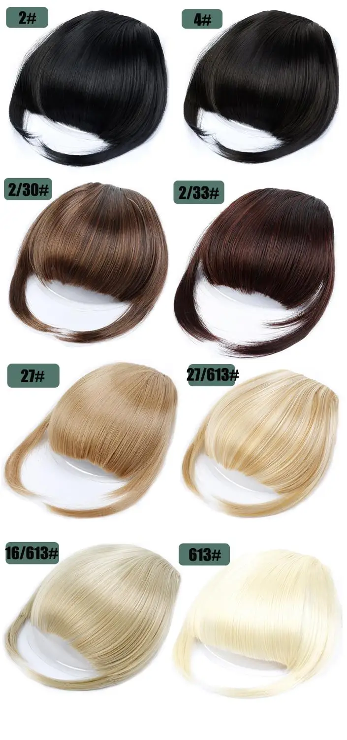 Clipe Sintético Na Extensão Do Cabelo Para Mulheres, Bangs De Ar Natural, Pedaço De Franjas Falsas, 24 Cores