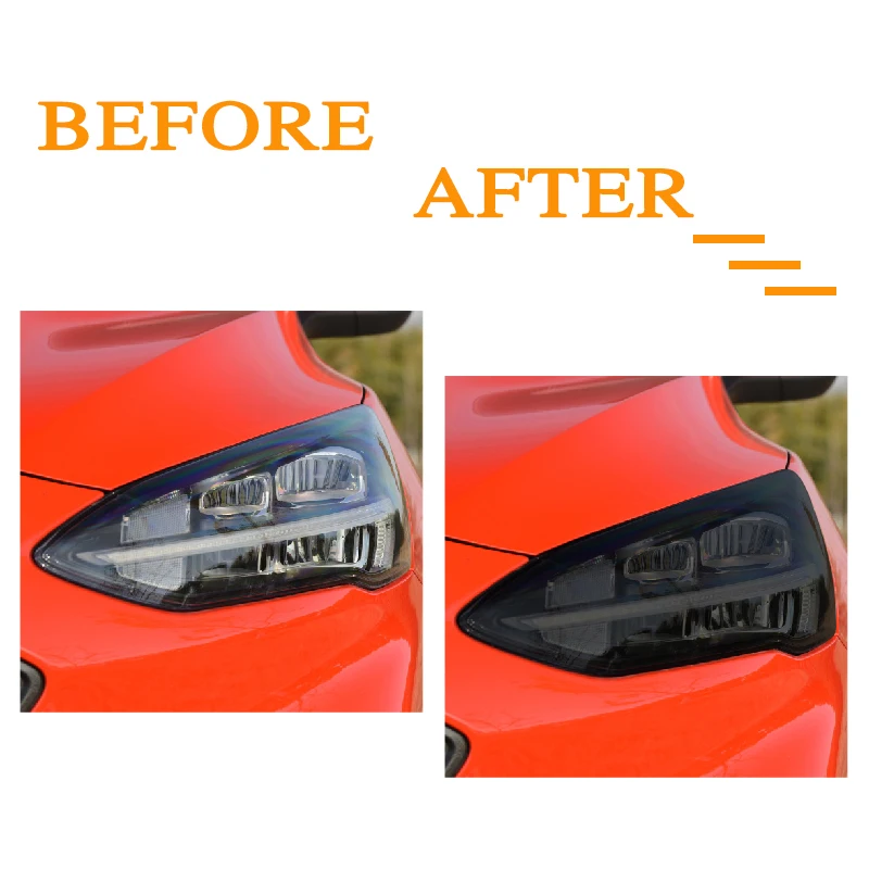 Car Headlight Protective Film Smoke Black Light TPU Sticker For Ford Focus Explorer Mustang Mondeo Ranger T6 F150 Edge MACH-E