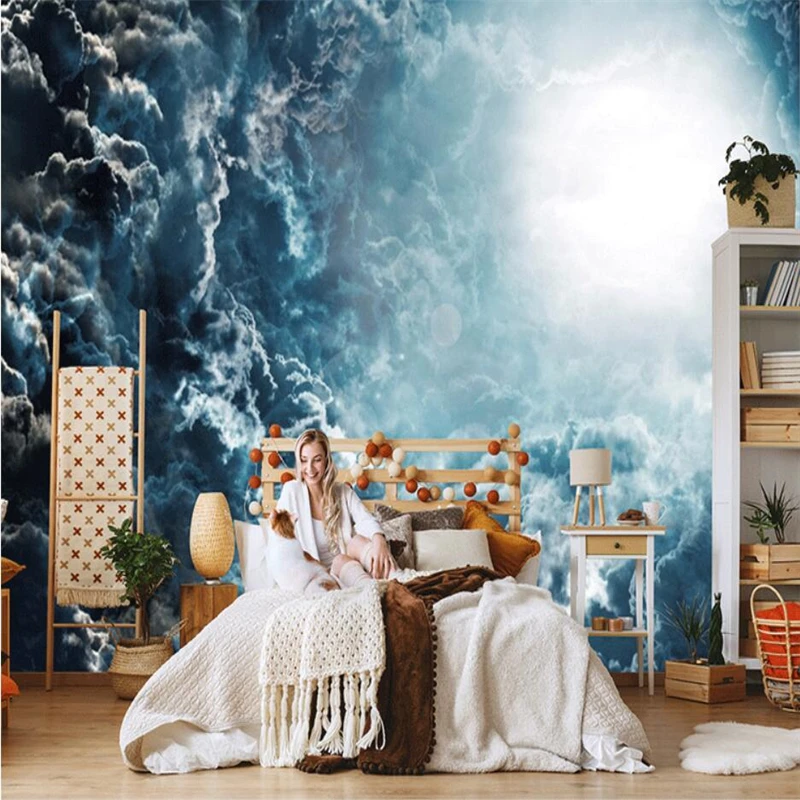 

Beibehang custom Dark clouds white clouds landscape background photo mural wallpapers for living room sofa TV wall paper home