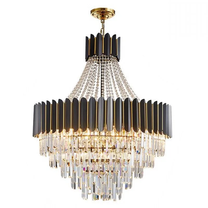 

Modern Black Crystal Chandeliers stainless steel E14 LED Chandelier indoor Lighting for dining living room Cristal Lustre