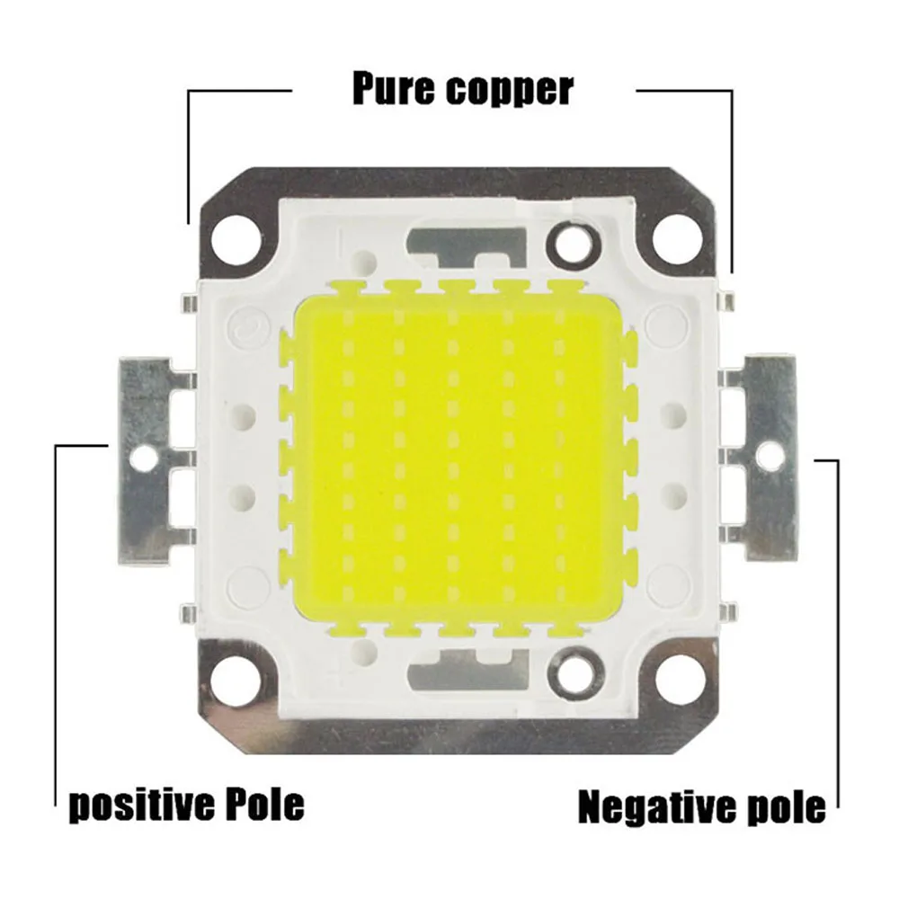 Chip LED COB de alta potencia, diodos SMD para bombillas de proyector, chip abatible para bricolaje, 30-34V, 50W