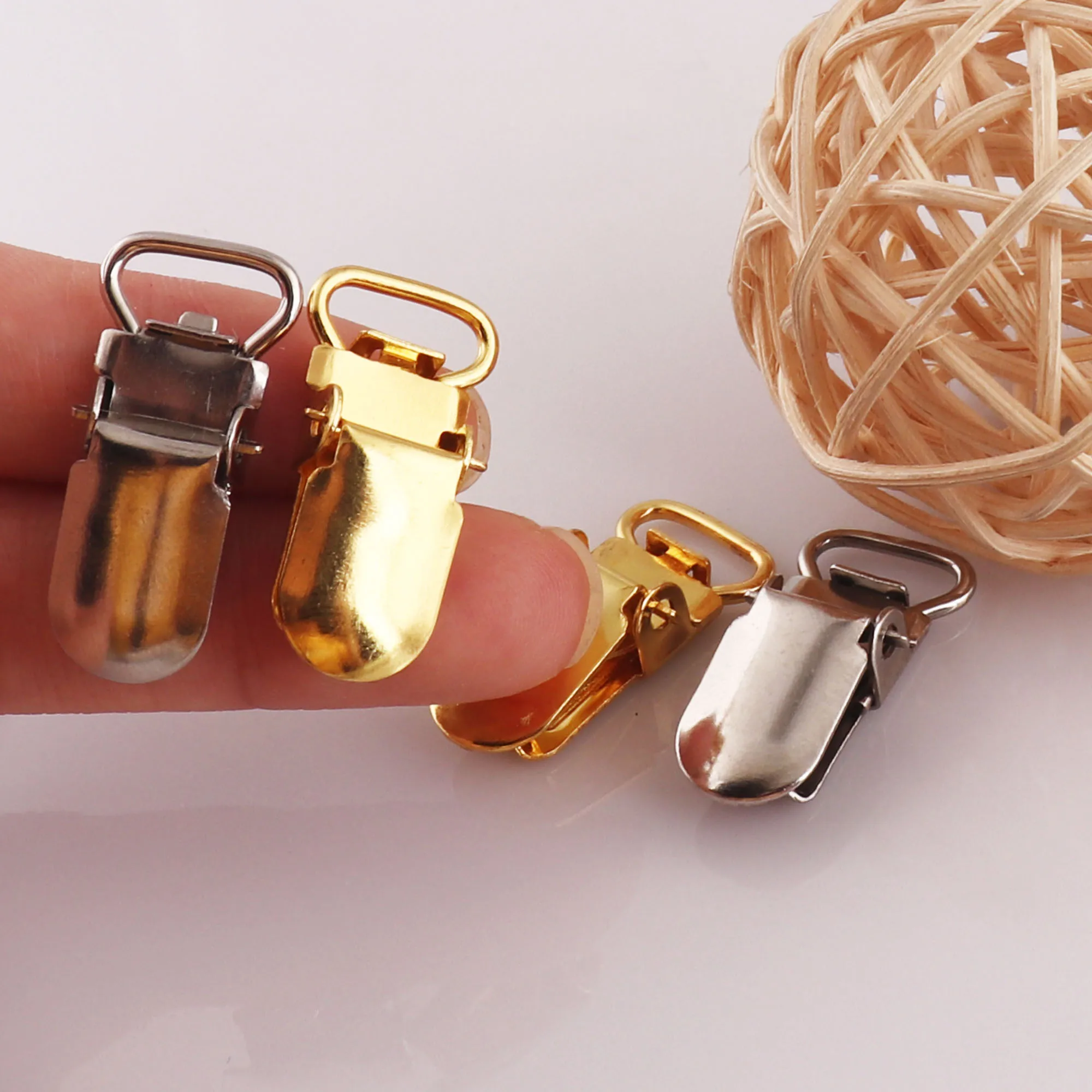 10 Pcs MINI Gold/Silver Suspender Clips Metal Pacifier Holders Pacifier Clips buckle suspender clips Bib Holder