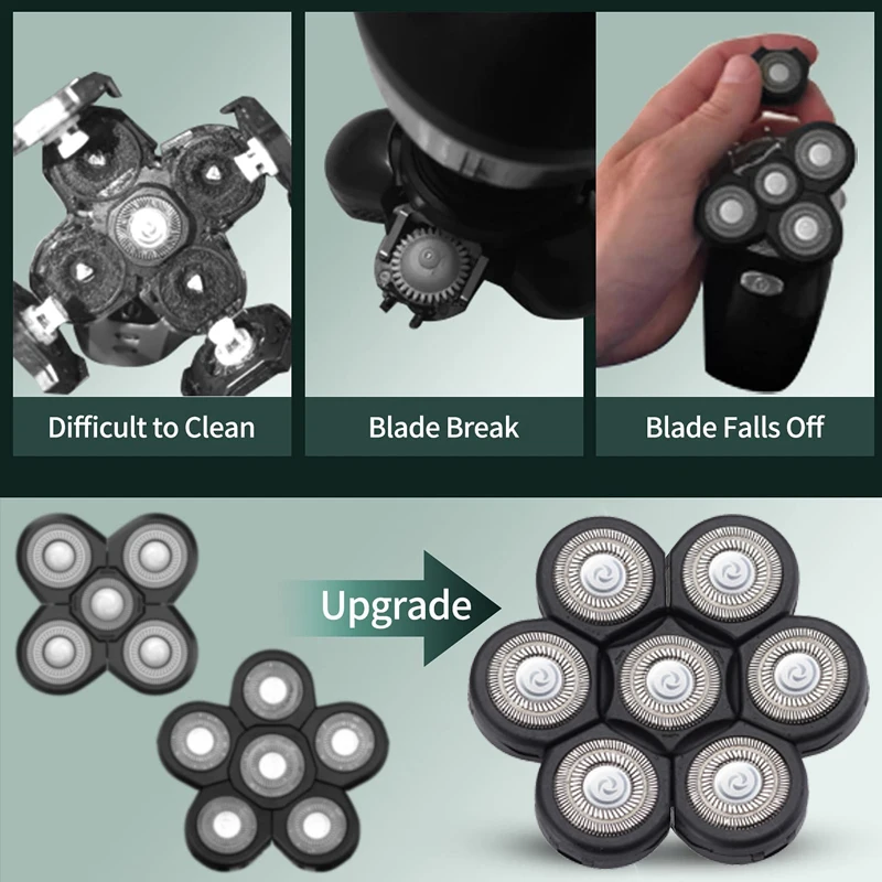 Upgrade Pisau Pengganti Alat Cukur Kepala Kebebasan 7D Alat Cukur Listrik Pisau Cukur Kepala Umum untuk Pria Botak Pisau Kepala Dapat Diganti