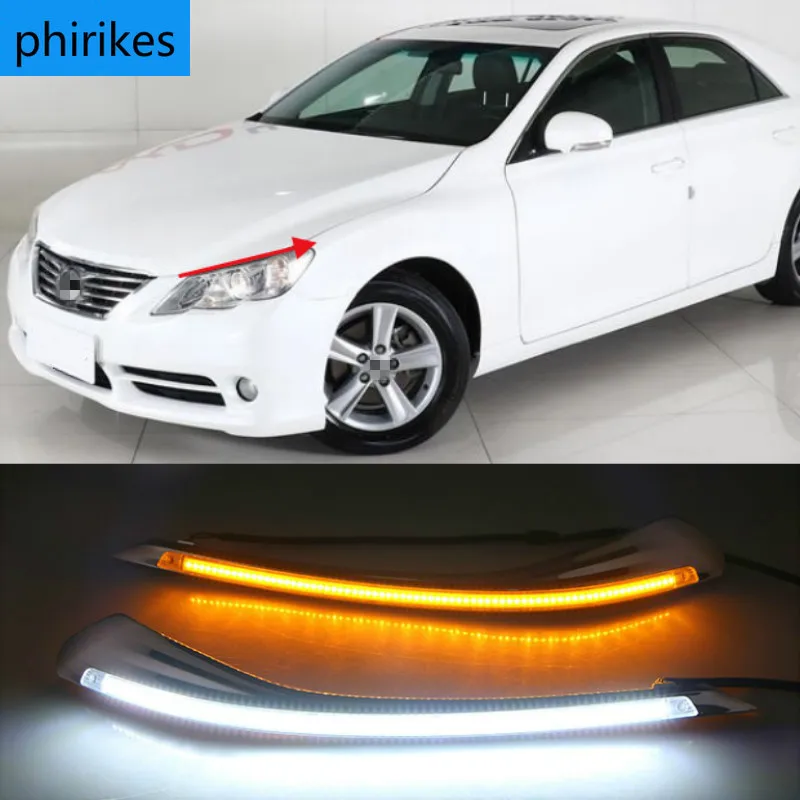 

1Pair DRL For Toyota MARK X REIZ 2010-2012 LED DRL Daytime Running Light With Turn Signal Fog Lamp