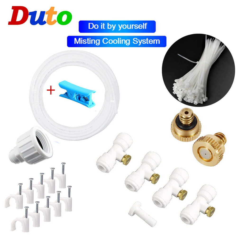 Low Pressure Misting Cooling System Brass Atomizing Nozzles 0.1mm-0.8mm 6.35mm Slip Lock Quick Connectors Humidify Sprayer