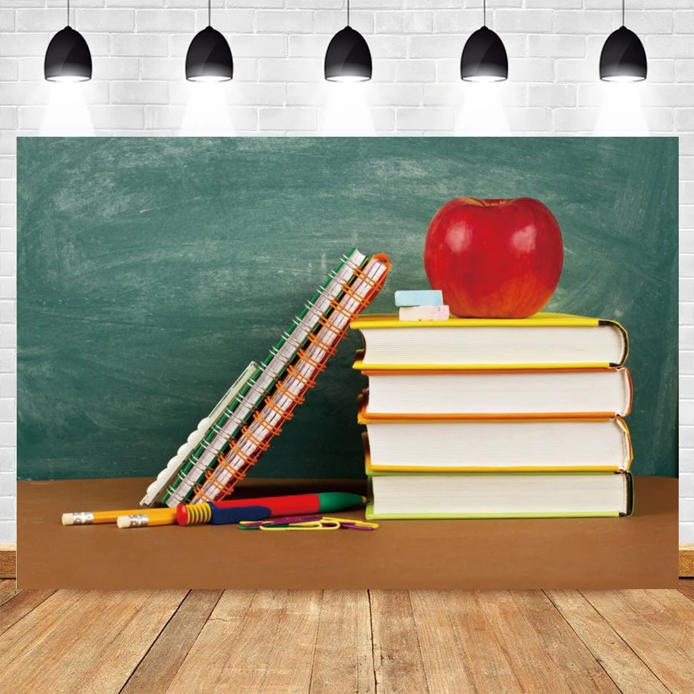 

Yeele Blackboard Books Apple Pen Pencil Background Students Back to School Party Backdrop Photography Photo Studio Photophone