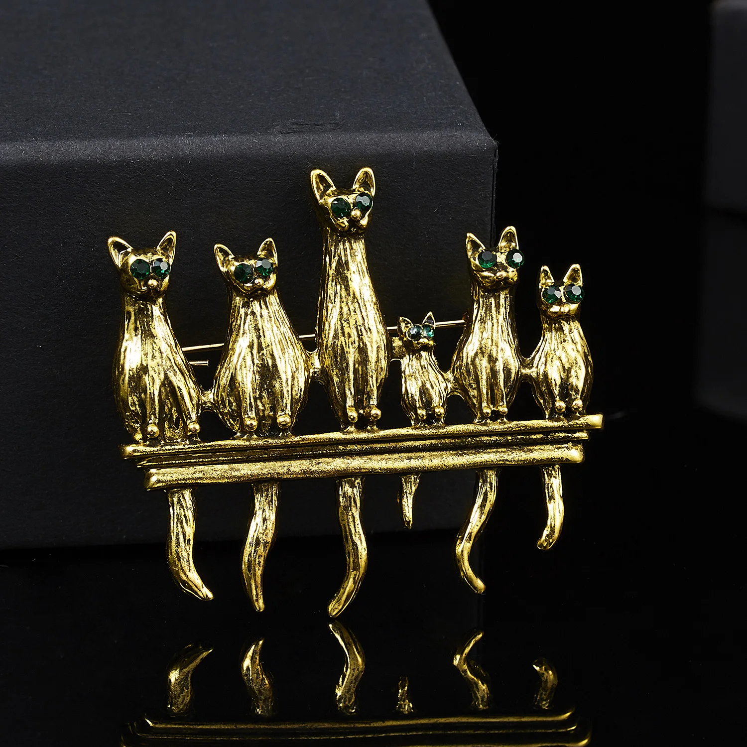 Rinhoo 6 süße Katzen Emaille Pin Vintage grüne Strass Augen Katze Broschen für Frauen Tier Kätzchen Casual Party Brosche Pins Geschenke – Detail 27