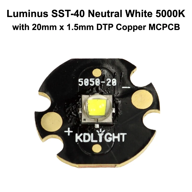 Luminus SST-40 N5 DD Neutral White 5000K LED Emitter with KDLITKER 16mm / 20mm DTP Copper MCPCB