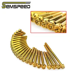 SEMSPEED Universal M6 10PCS Gold Engine Screws 304 Hexagon Motorcycle Nut Cap Screws Stainless Steel Engine Cover Screws Bolts