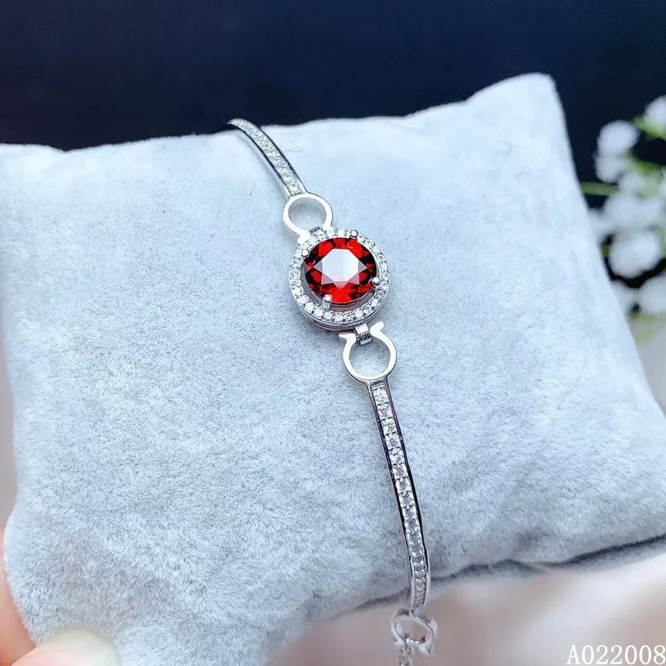 

KJJEAXCMY boutique jewelry 925 sterling silver inlaid natural garnet bracelet luxury female hand bracelet support testing