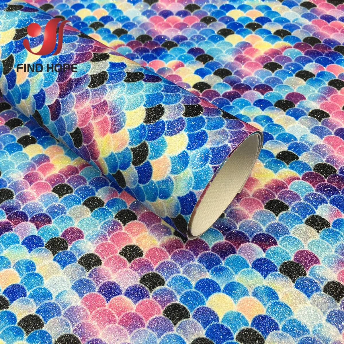 Fish Scale Mermaid Colorful Shiny Glitter Fabric Synthetic Leather Vinyl For Party Decor DIY Furniture Costumes Bow Material