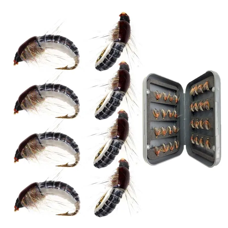 15-24Pcs Realistic Nymph Scud Fly #12 For Trout Fishing Artificial Insect Bait