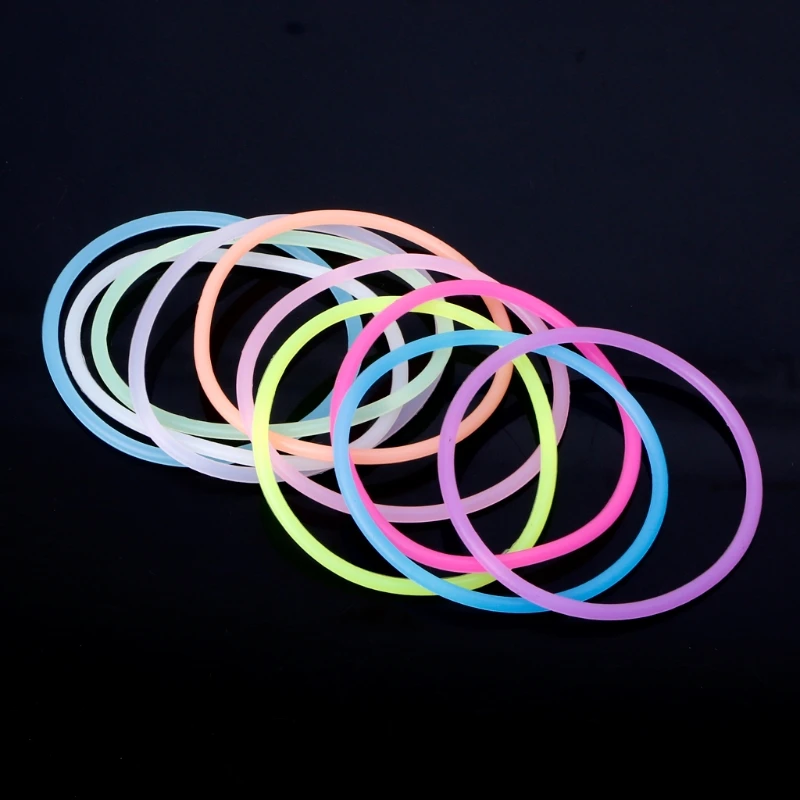10PCS Night Luminous Bracelets Wristband Gummy Silicone DIY Rubber Hairbands