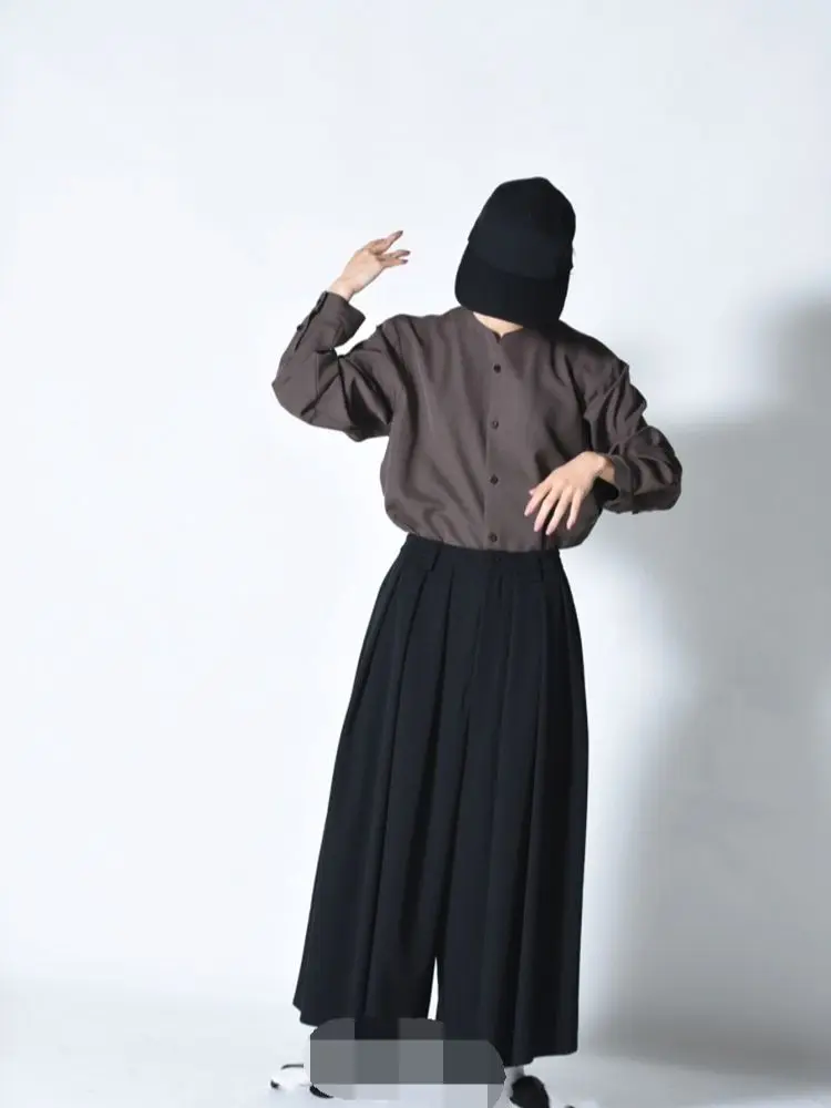 

Men's Casual Pants Spring And Autumn New Pure Color Super Loose Pleated Wide Leg Pants Youth Fashion Straight Pants