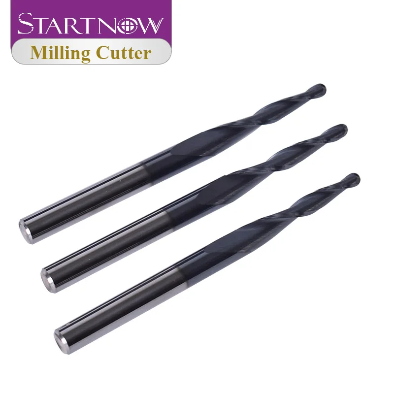 Startnow 5PCS Ball Nose Bits Tapered Two Flutes Spiral Milling Cutters Tungsten Carbide Wood Metal End Mills Engraving Bit