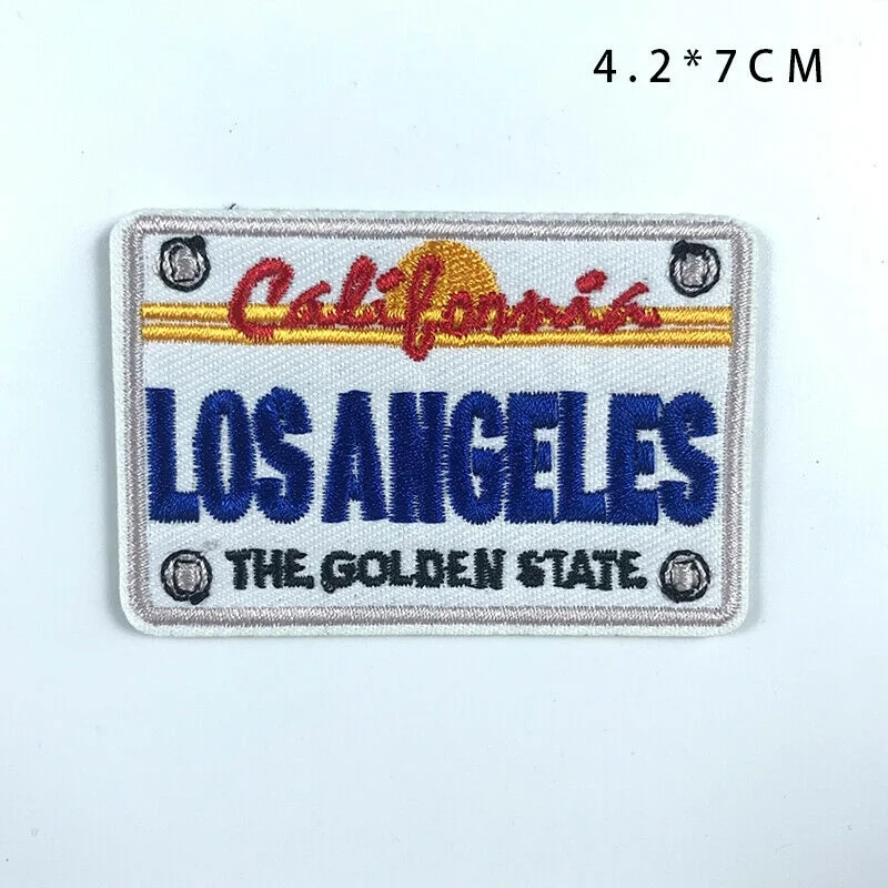 2Pcs The Golden State California Los Angeles City Iron on Patch City Sewing Applique Embroidery Badge DIY Fabric Sewing Supplies