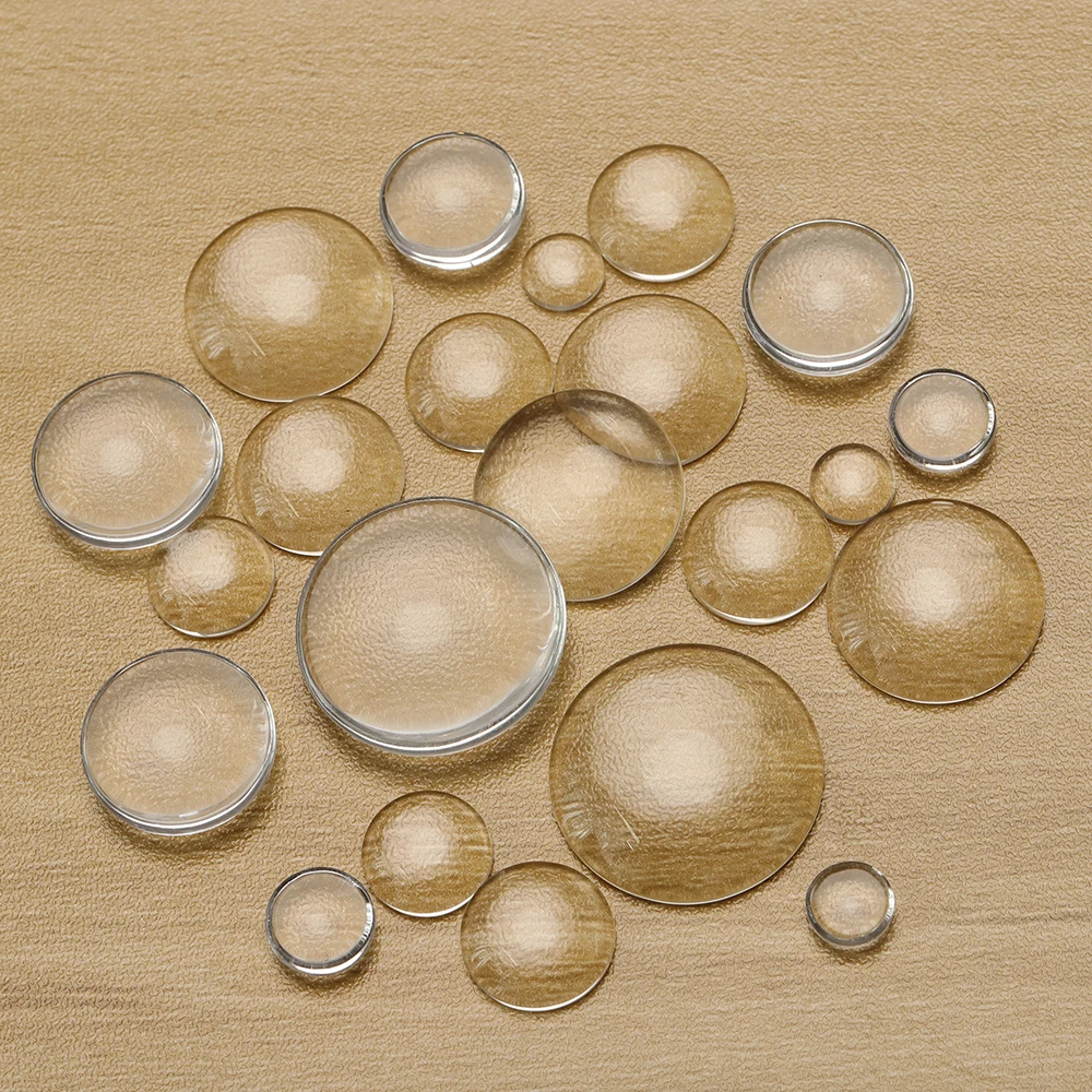 50pcs Clear Glass Cabochon For DIY Jewelry Making 10-25mm Round Oval Square Transparent Cameo Flat Back Patch Accessories