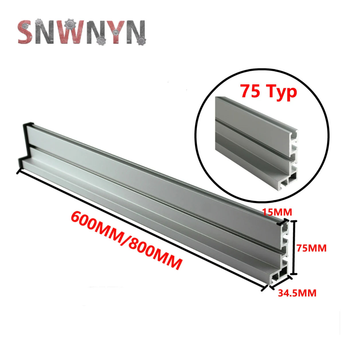 75 Type T Track T Slot Miter Track Stop Woodworking T-track Aluminum Table Saw Fence Workbench DIY Woodworking Tools 600mm 800mm