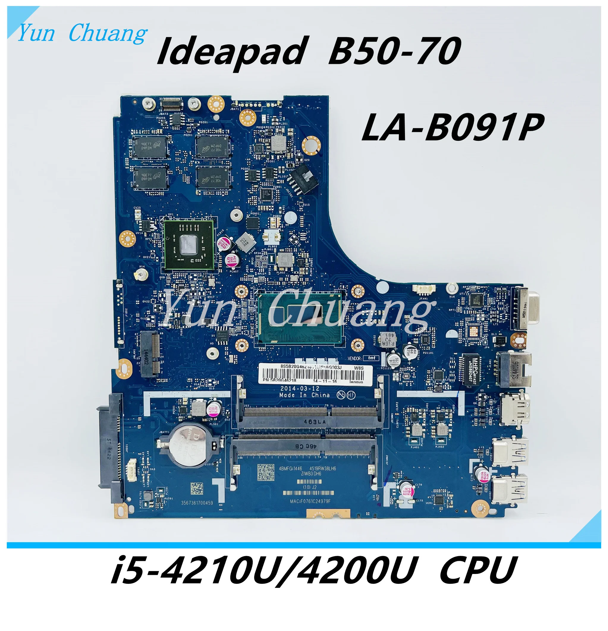 FRU 5B20G46218 LA-B091P Motherboard For Lenovo Ideapad N50-70 B50-70 Laptop Motherboard With i5-4210U CPU R5-M230 2G DDR3L Test