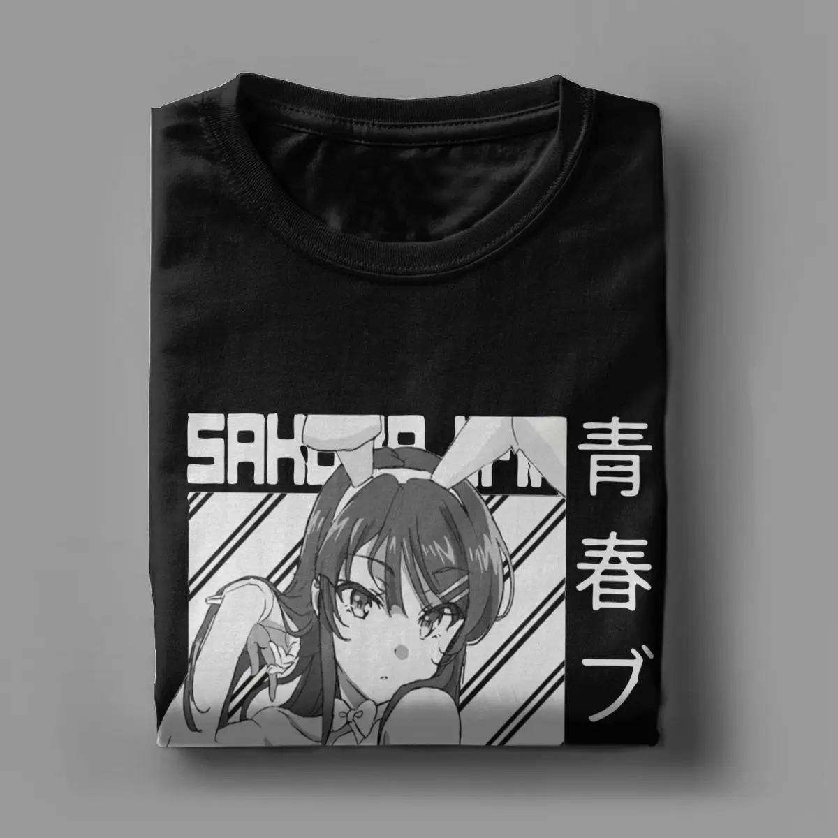 Mai Sakurajima T-Shirt Men Round Collar 100% Cotton T Shirt Rascal Does Not Dream of Bunny Girl Senpai Short Sleeve Tees