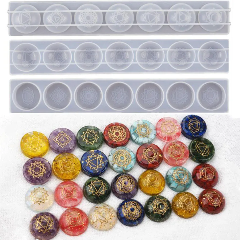 Kit de moldes de resina de energía orgonita para modelado de resina, Kit de 7 Chakras de silicona para, DIY