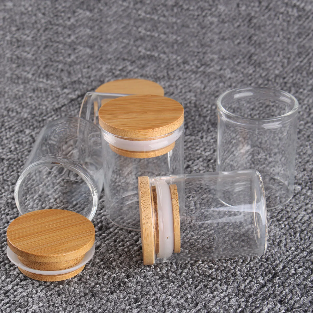 6 pieces 60ml Size 47x60mm Test Tubes with Bamboo Lids Glass Container Potion Bottle for DIY Crafts Wedding Favors