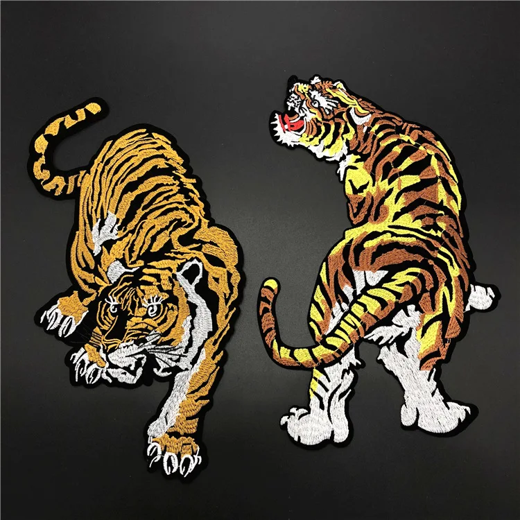 21cm*34cm Tiger Large Embroidery Cloth with Coat Decoration, Back Glue Patch, Down Jacket Decoration Label