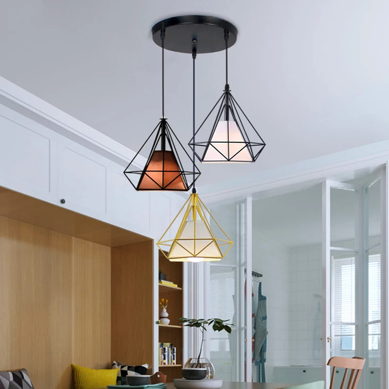 

Nordic modern chandelier lighting restaurant light creative three-head LOFT lamp art diamond bar personalized lighting