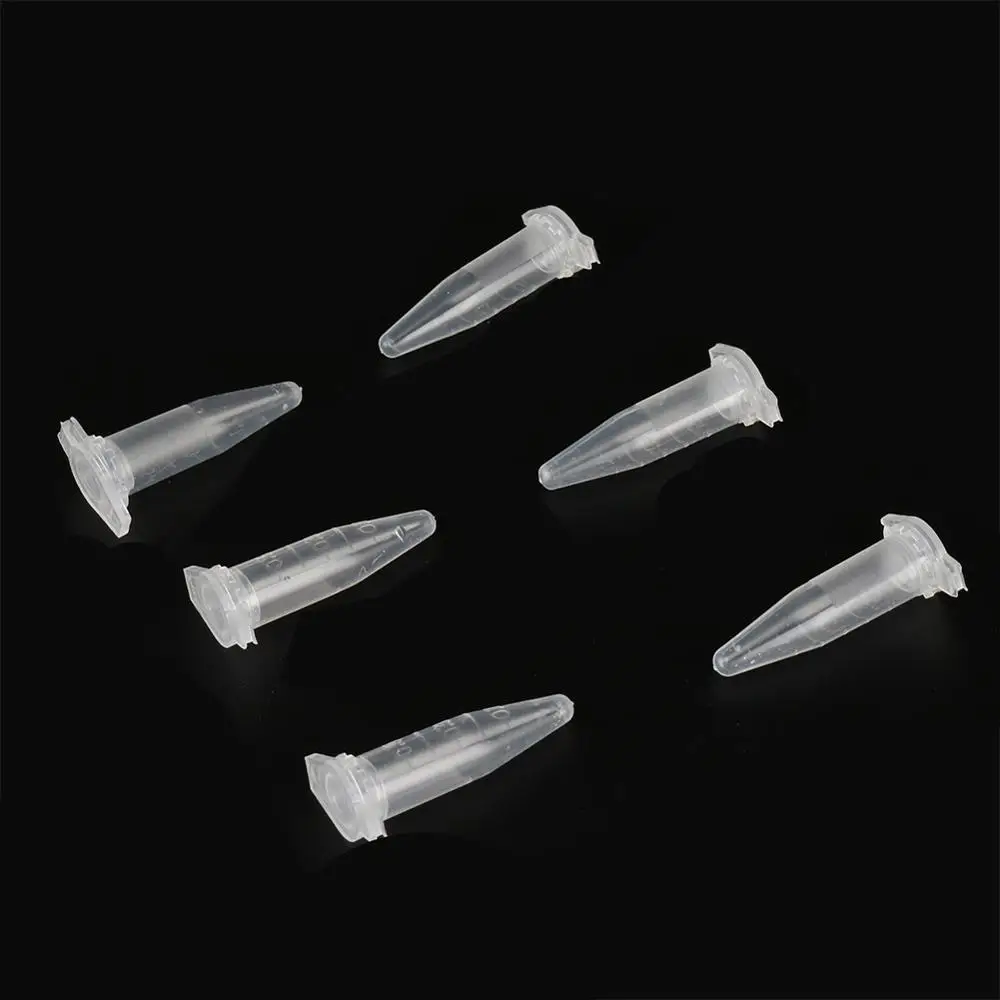 100 Pcs 0.5ml Clear PP Plastic Test Tube Centrifuge Vial Snap Cap Container Laboratory Sample Specimen School Stationery